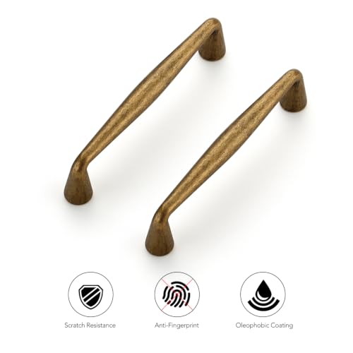 Ravinte Antique Brass Cabinet Handles Solid Handles,3-1/2 Inch,10 Pack - color: Antique Brass, size: 3-1/2 Inches Hole Center