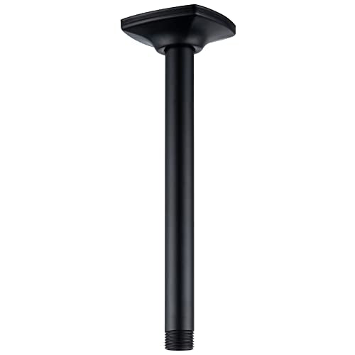 8 Inch Ceiling Mount Shower Arm and Flange,Straight Arm Ceiling-Mounted Matte Black,SW-91038-8MB. - color: R-angle Square Flange-8" Matte Black