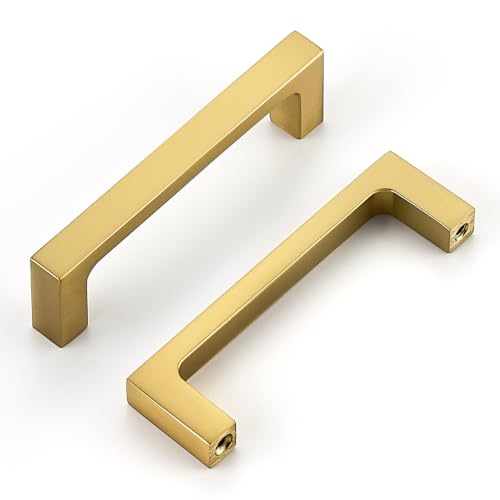 Ravinte Brushed Gold Kitchen Cabinet Solid Handles,3 Inch,5 Pack - color: Brushed Gold, size: 3 Inches Hole Center