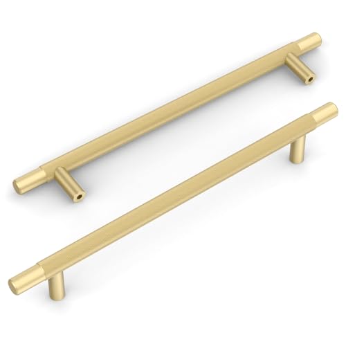 Amerdeco 10 Pack Brushed Gold Knurled Cabinet Pulls 7.5 Inch Hole Centers Kitchen Cabinet Handles Hardware Kitchen Handles for Cabinets Handles IH0006… - color: Brushed Gold, size: 7.5"/192MM Hole Center
