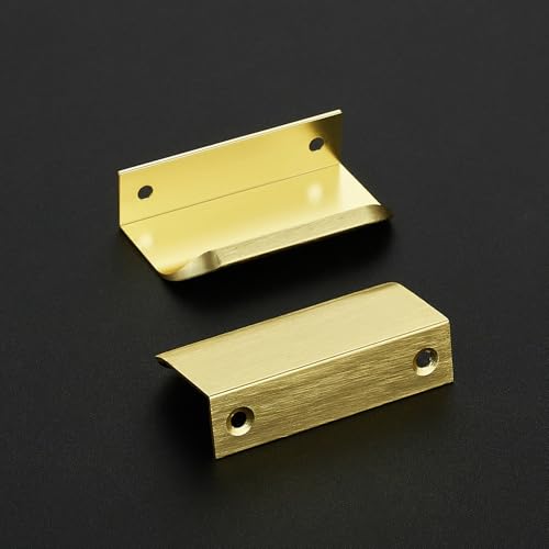 Ravinte Hardware Gold Cabinet Handles Finger Edge Pulls 3 Inch CC 10 Pack - color: Gold, size: 76mm/3" Overall Length