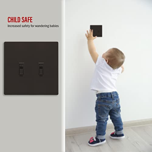 ENERLITES Screwless Double Toggle Light Switch Wall Plate Cover, Brown - color: Brown, size: Screwless