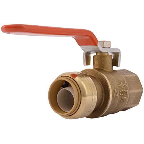 SharkBite 3/4 x 3/4 Inch Ball Valve with FNPT Connector, Push to Connect Brass Plumbing Fitting, PEX Pipe, Copper, CPVC, PE-RT, HDPE, 22186-0000LF - size: 3/4 in. x 3/4 in., style: SharkBite