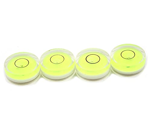 Driak 4 Pieces 15x8mm/0.6"x0.31" Plastic Vial Acrylic Housing Round Green Colour Mini Spirit Level Bubble Mini Bullseye Level Mini Tripod Level Tool Can Use for All Kinds of Miniature Levels - color: Green