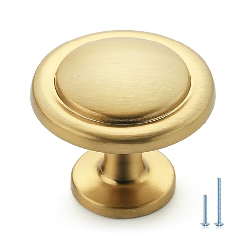Ravinte Gold Cabinet Knobs Zinc Drawer Knobs, 1-1/4 Inch, 30 Pack - color: Brushed Brass