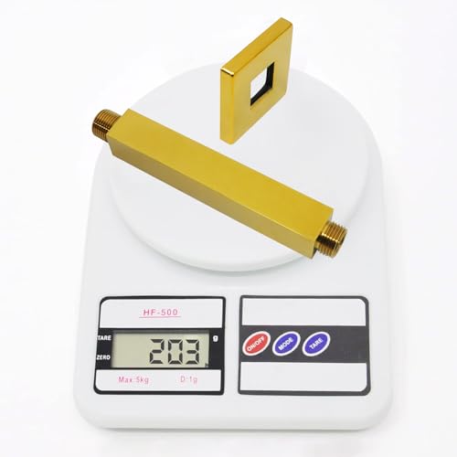 Enga Brass 6-Inch Straight Shower Arm with Flange, Bright Gold - color: Polished Gold, style: 6 Inch