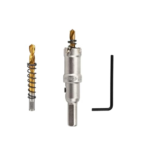3/4'' TCT Hole Saw Kit Tungsten Carbide Tipped Hole Saw Drill Bit with Titanium-Plated Pilot Drill bit for Metal, Stainless Steel, Iron (19MM) - size: 19MM | 3/4''