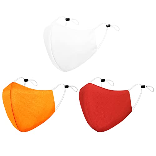 Arcarius Breathable Sports Face Mask – Moisture Wicking Gym & Travel Fit (3-Pack) - color: Red, Orange, White