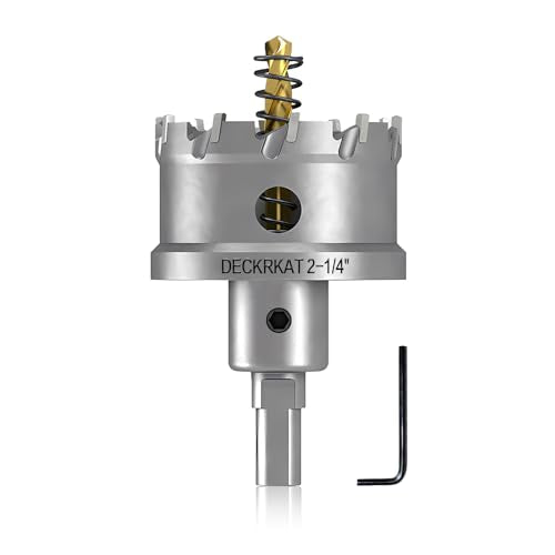 DECKRKAT 2-1/4" TCT Hole Saws for Hard Metal, Heavy Duty 57mm Tungsten Carbide Tipped Hole Cutters Set with Spring-Loaded Pilot Drill Bits for Stainless Steel, Metal, Iron, and Plastic. - size: 2-1/4" (57mm) X 1Pcs