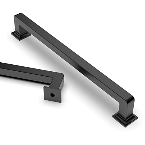 Asidrama 10 Pack 6.3 inch Matte Black Kitchen Cabinet Handles | Heavy-Duty Solid Zinc, 2 Screw Sizes, 6.3" Hole Center(160mm), Cupboards, Drawers, Dressers, Furniture, Hardware - color: Matte Black, size: 6.3" Hole Center(160mm)