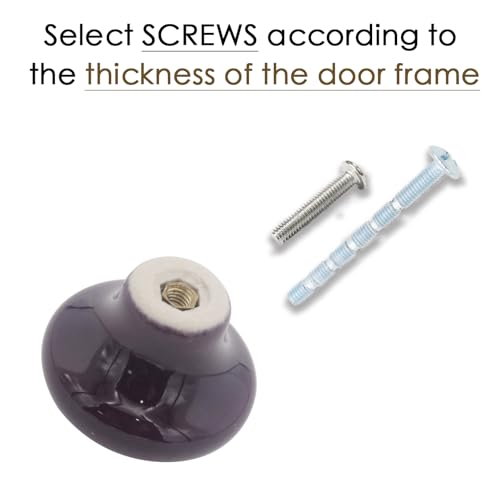 10-Pack Ceramic Cabinet Knobs Dark Purple 32mm Round Drawer Pull - color: Dark Purple