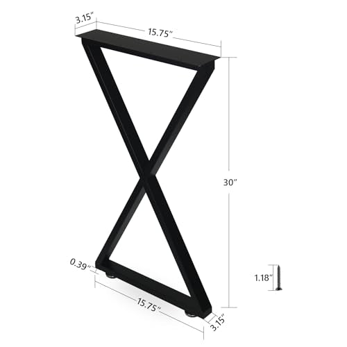 ALLCOS Metal Table Legs 30 inch Dining Table Legs Heavy Duty Desk Legs Metal Coffee Table Legs, Black, Set of 2 - size: 30 Inch