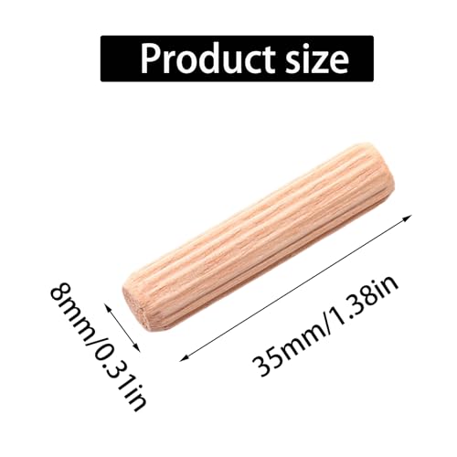 48Pcs 8mm x 35mm / 5/16 Inch x 1.38 Inch Wooden Dowel Pin - size: 8 x 35mm