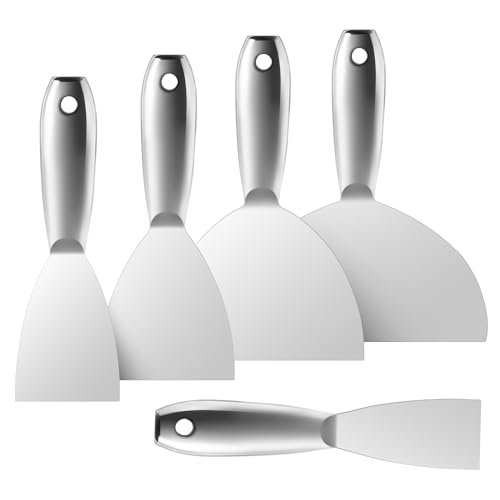 Fishark Putty Knife Set, 2" 3" 4" 6" 8" All-Stainless Steel Scraper, 5Pcs - color: 2" 3" 4" 6" 8"