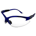 Global Vision Contender Bifocal Safety Glasses Blue Frame Clear Lens ANSI Z87+ for Men and Women Magnifying Reader 1.0 to 2.5 - size: 2.00