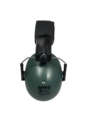 BANZ Kidz Earmuffs 2 Years & Older - Loud Noise Cancelling, Size Adjustable - color: Dark Green