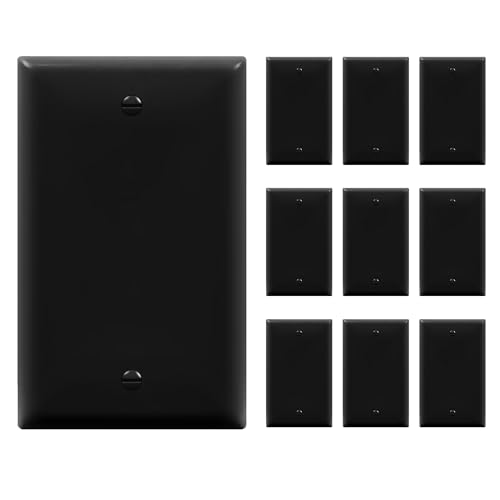 ENERLITES Blank Device Wall Plate, Gloss Finish, Standard Size 1-Gang 4.50" x 2.76", Polycarbonate Thermoplastic, 8801-BK-10PCS, Black (10 Pack) - color: Black, size: Standard Size