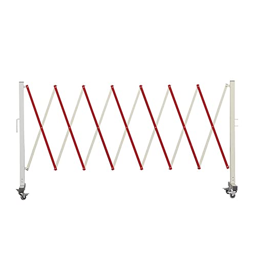 Trafford 11-Ft Expandable Metal Barricade, Mobile Barrier Gate, Red & White - size: 11 feet, Red and White