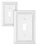 Switch Plates Outlet Covers, 2-Pack Metal Wall Plates, Pure White - color: Pure White, size: 1 Toggle 2PK