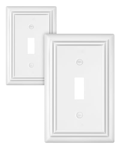Switch Plates Outlet Covers, 2-Pack Metal Wall Plates, Pure White - color: Pure White, size: 1 Toggle 2PK