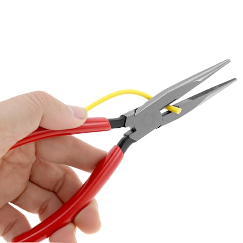 QWORK Long Nose Pliers 8 Inch, Precision Cutting and Gripping Tool for Electricians Mechanics and DIY, Needle Nose Plier for Home and Workshop