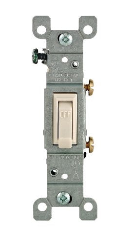 Leviton 15 Amp, 120 Volt, Toggle Framed Single-Pole AC Quiet Switch, Residential Grade, Grounding, 10-Pack, 1451-2TM, Light Almond - color: Light Almond, size: 10 Pack