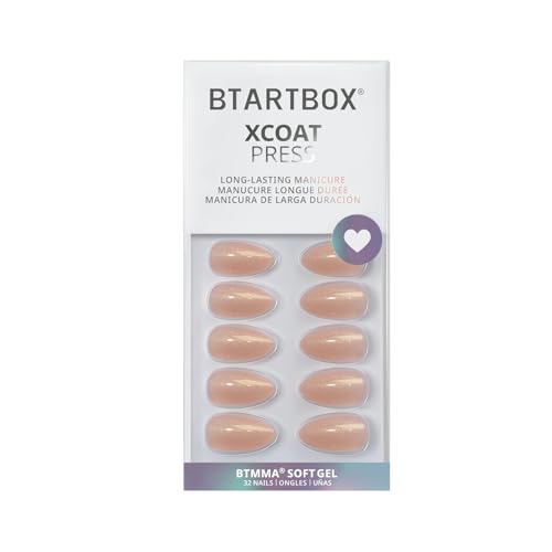 BTArtbox Press On Nails, Glow Mates, Short Almond, Nude Sparkly, 32Ct - color: A1-Glow Mates