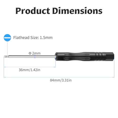 12 Pcs 1.5mm Slotted Precision Screwdriver, 2mm Magnetic Tip, 84mm - size: 1.5 Flathead1