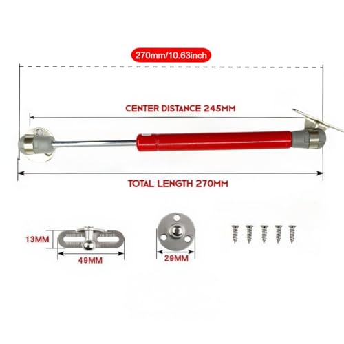 100N Soft Close Safety Gas Strut Hinges, CJQZP 2 Pack Heavy Duty Toy Box & Cabinet Hinges for Curved, Round, Arched & Flat Lids (red) - color: Red