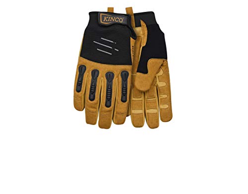 Kinco Work Glove, 2035 Foreman Synthetic Suede Leather Palm, Comfortable Polyester-Spandex, Durable, Safety Gloves, Farm, DIY, Landscaping, Ranch, Construction, Carpentry, Mechanics - Large