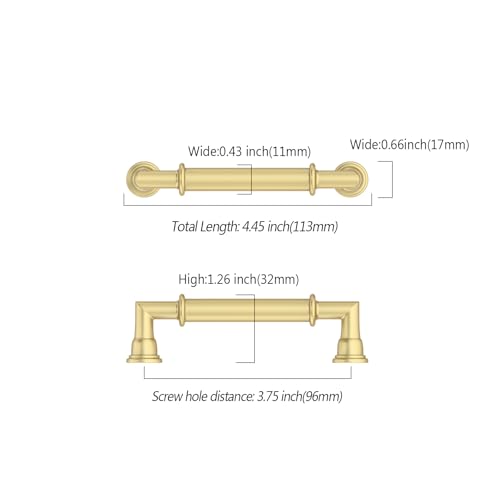 Asidrama 10 Pack 3.75 Inch(96mm) Brushed Gold Kitchen Cabinet Handles, Cabinet Pulls Kitchen Cabinet Hardware for Cupboard Drawer Pulls 2281 - color: Brushed Gold, size: 3.75" Hole Center