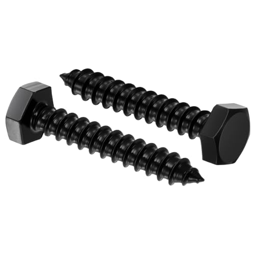 25 Pcs Hex Head Lag Screws 1/4" x1-1/2 SS 18-8 (304) Lag Bolts - color: Black, size: 1/4"x1-1/2"