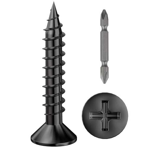 Wensilon # 4X1 (460PCS) Flat Head Black Wood Screw 3X25, Quick Metal self Tapping Flat Head - color: Black, size: #4x1"