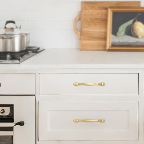 10 Pack 5 Inch(128mm) Kitchen Cabinet Handles Brushed Gold Cabinet Pulls Zinc Alloy Drawer Pulls Solid Kitchen Hardware - color: Brushed Gold, size: 5'' Hole Center(128mm)