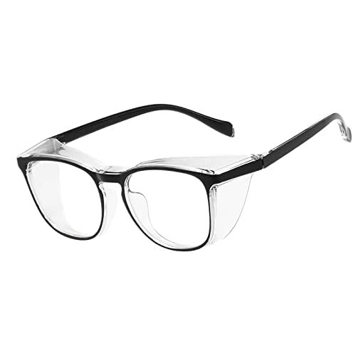 Safety Glasses for Men Women Nurses Anti Fog Stylish Fashion Comfortable Goggles with Side Shields Eye Protection for Adult - color: Black