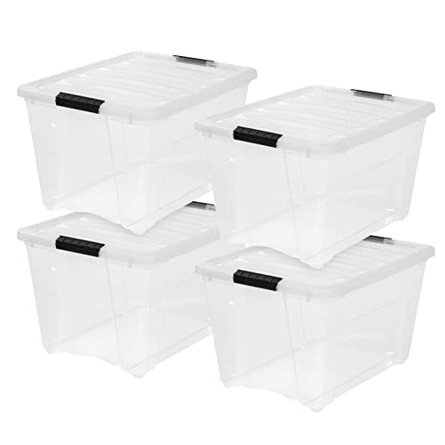 IRIS USA 3-Drawer Rolling Storage Cart, Black/Clear - color: Clear, size: 54 Qt, style: 4 Pack