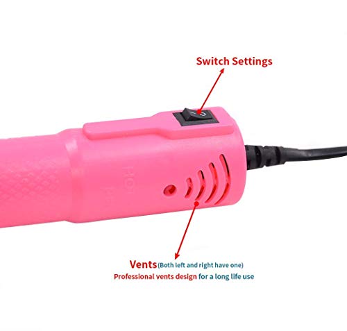 Heat Gun,mofa Embossing Mini Heat Gun,Hot Air Gun For Craft with Stand For DIY Embossing And Acrylic Paint Dryer,Multi-Purpose Electric Heating Nozzle 150W 110V (Pink,White) - color: Pink,white