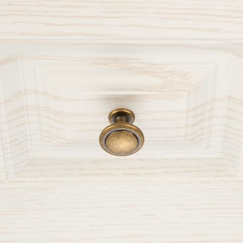 KOOFIZO 10 Pack Antique Brass Cabinet Knobs Round Single Hole Pulls 1960 - color: Antique Brass, size: Knob 1 - 10Pcs, style: Round