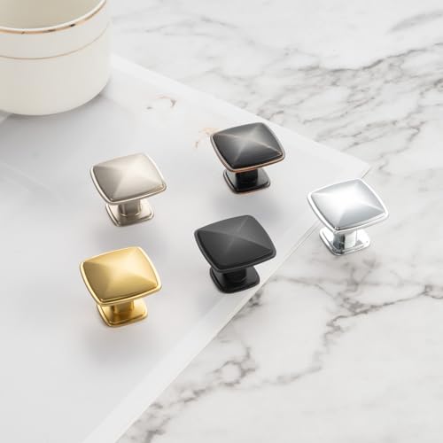 KOOFIZO 10 Pack Brushed Gold Cabinet Knobs, Square Single Hole Pulls K02 - color: Brushed Gold, size: Knob 1 - 10Pcs