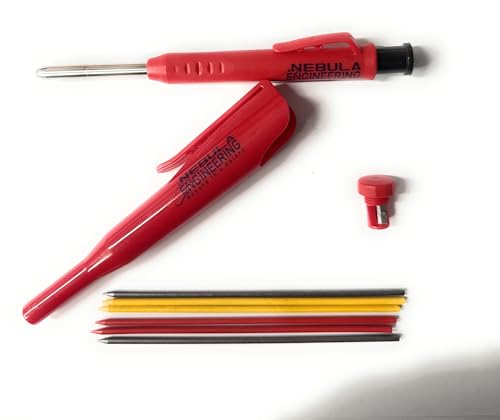 Nebula Engineering Premium Carpenter’s Pencil Set – Built-In Sharpener, Protective Cap, and Deep Hole Design for Precise Marking in Woodworking, Construction, and DIY Projects