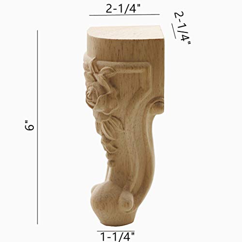 WEICHUAN Solid Wood Replacement Furniture Sofa Couch Legs 6 inch Set of 4 - size: 6"