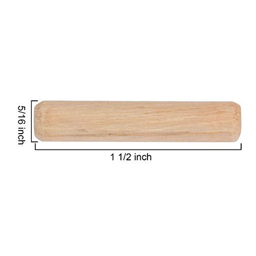 ZOENHOU 1000 PCS 5/16" x 1 1/2" Wooden Dowel Pins, Straight Dowel Rods Made of Hard Wood, Fluted Wood Dowel Plugs with Beveled Ends Tapered for Easy Insertion, Accessory Kit for Woodworking Furniture - size: 5/16" x 1 1/2"