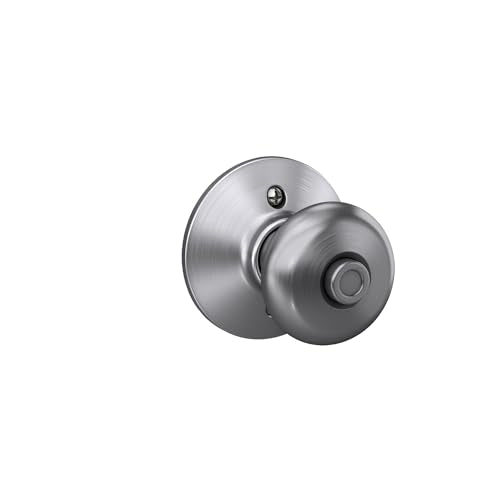 Schlage F40 PLY 626 Plymouth Door Knob, Bed & Bath Privacy Lock, Satin Chrome - color: Satin Chrome, size: Standard
