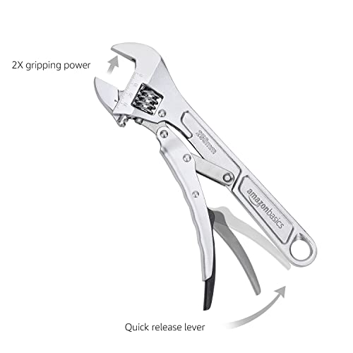Amazon Basics 10 inch Locking Adjustable Wrench, Precision Machined, Rust Resistant, 2.7 inch x 0.75 inch