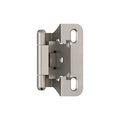 Amerock 1 Pair 1/4" Overlay Satin Nickel Partial Wrap Cabinet Hinge - color: Satin Nickel, size: 1/4 Inch (6 mm) Overlay