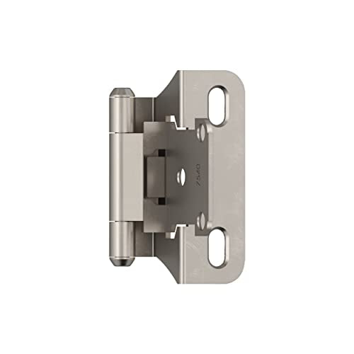 Amerock 1 Pair 1/4" Overlay Satin Nickel Partial Wrap Cabinet Hinge - color: Satin Nickel, size: 1/4 Inch (6 mm) Overlay