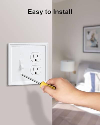 2-Pack Natural Bamboo Fiber Combo Toggle/Duplex Light Switch Cover Plate - color: Pure White, size: 1 Toggle/1 Duplex 2PK