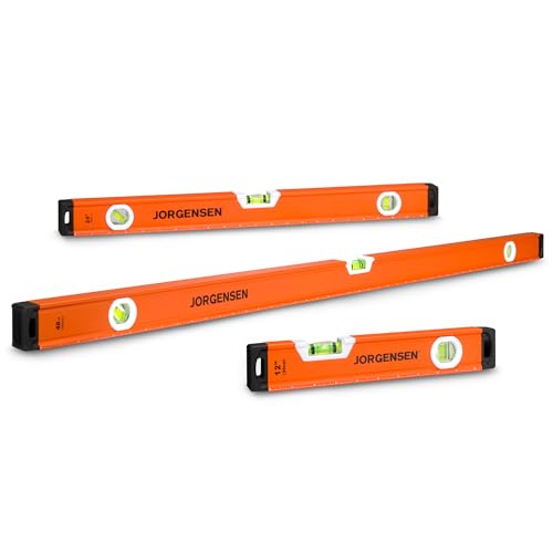 JORGENSEN 3-Piece Non-Magnetic Aluminum Spirit Level Set for Construction - size: 48"+24"+12" (Non-Magnetic, No LED)