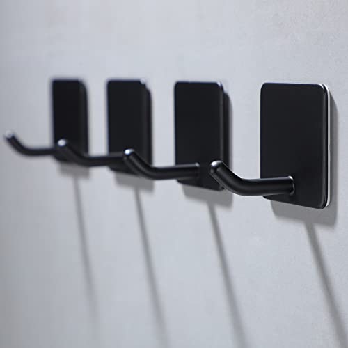 YIGII Adhesive Towel Hooks - 4 Pack Towel Hooks for Hanging Robes Coat Hooks Stick on Wall Hooks Stainless Steel, Matte Black - color: Matte Black