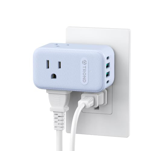TROND Outlet Extender with 360 Rotating Plug, 3 Way Plug Adapter - color: Blue, size: 3 Prong-1 Pack